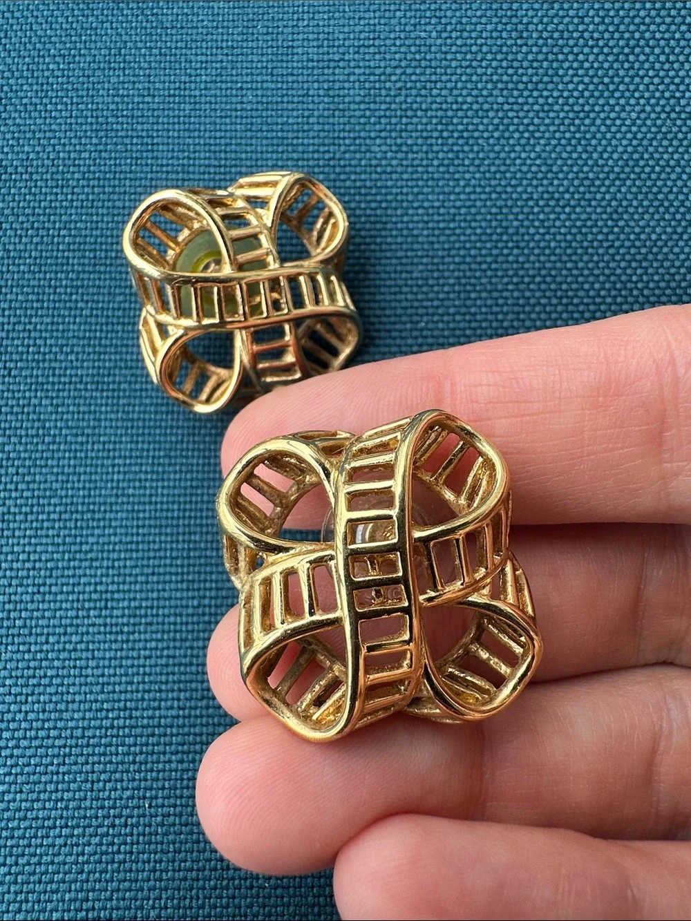 Vintage Monet Gold Tone Sculptural Knot Earrings - Women's Jewelry